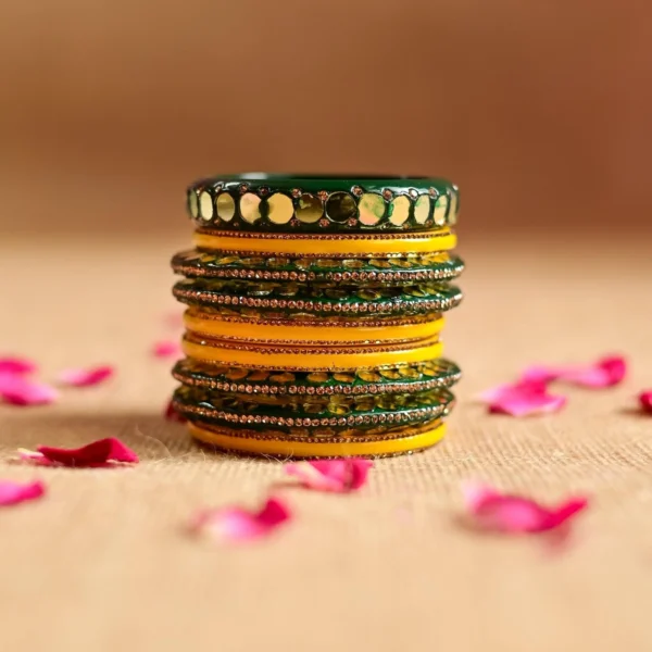 Advika Yellow-Green Bangle Set - Image 2