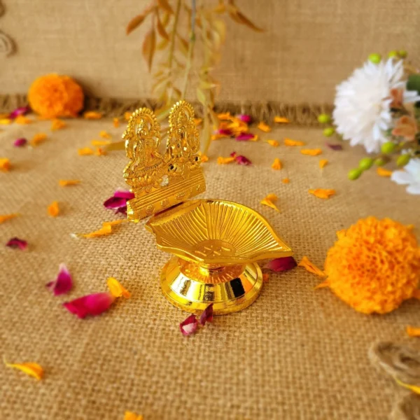 Brass Laxmi Ganesh Diya - Image 2